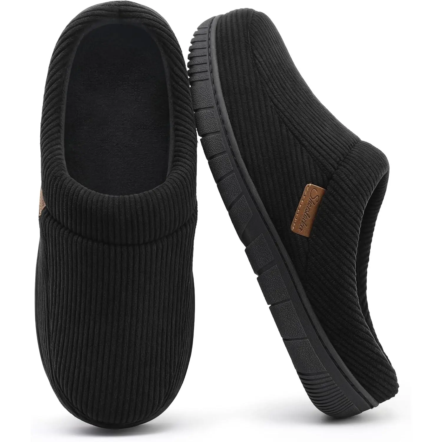 SHOESLOCKER Men's Non-Slip Corduroy Clogs - Plush Fleece-Lined Mule Footwear for Indoor, Outdoor Winter Wear, Walking Shoes