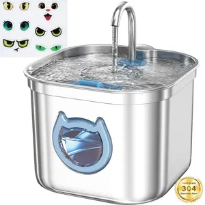 Stainless Steel Pet Water Fountain for Cats Inside, Cat Water Fountain with 3 Filters&Ultra-Quiet Pump, 2.2L/73oz Automatic Dog Dispenser Water Bowl, Multiple Pets Water Fountain