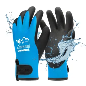 TOOLANT Heavy Duty Winter Gloves, Latex Fully Soaked, 100% Waterproof Gloves, Thermal Insulated Winter Dipped Gloves