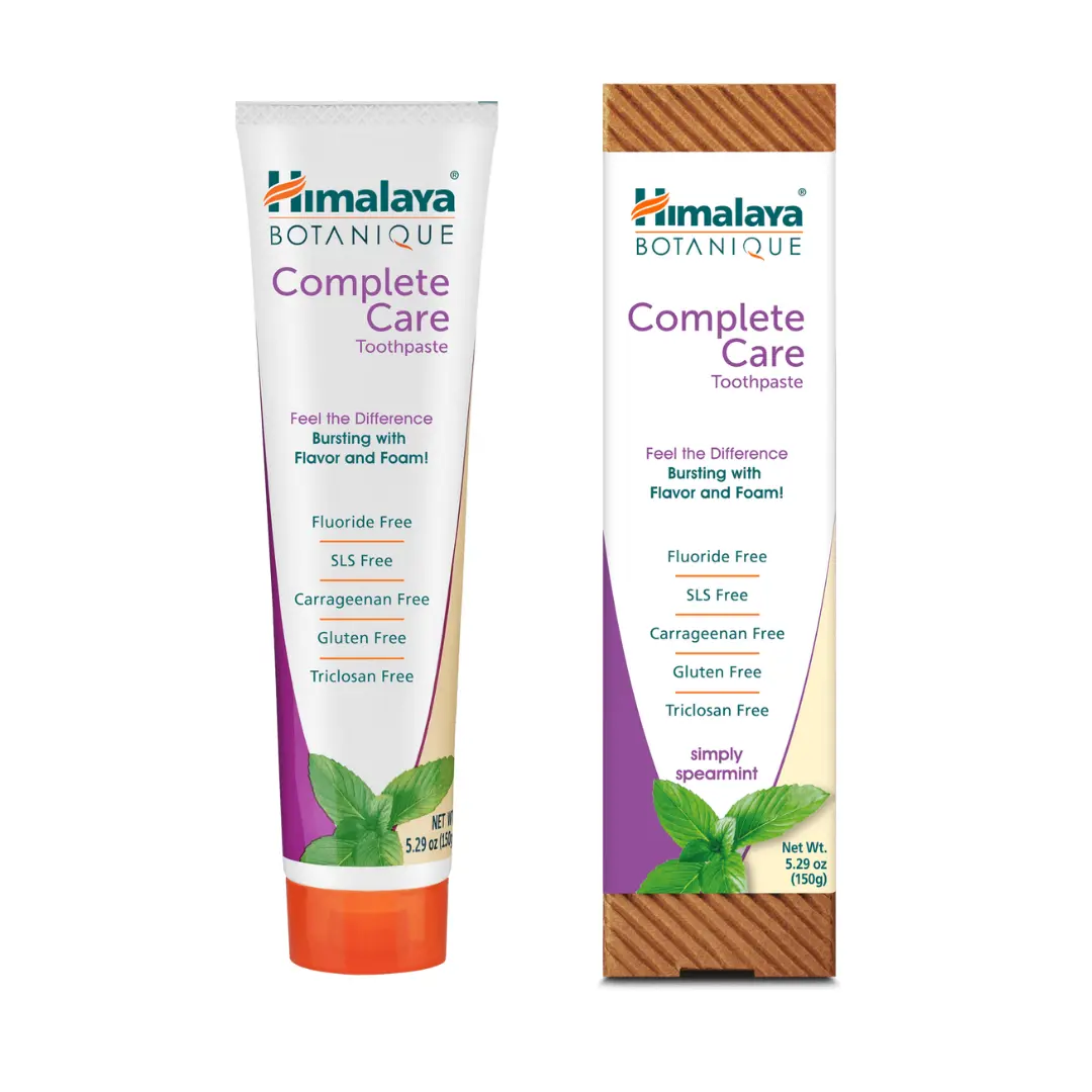 Himalaya Botanique Complete Care Toothpaste, Simply Spearmint, Fluoride Free Plaque Reducer for Brighter Teeth and Fresh Breath, 5.29 oz