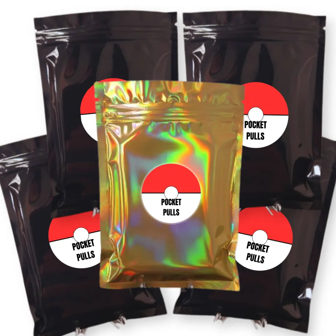 Pokemon Mystery Pack Bundle | 5 Packs | Gold Pack Guaranteed | English Only | Real Hits Collectible Cards Trading Card Collectible