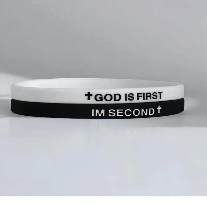 4 Pack Religious Christian Bible Verse Cross Devotion Bracelets, Interchangeable Minimal Black-White Silicone Bands, Mix Match Verses Faith-Inspired Uplifting Birthday Gift Set for Men Women Teens