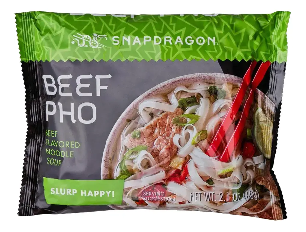 Snapdragon Beef Pho Instant Noodle 2.1 oz Pack - Authentic Flavor with Traditional Spices, Quick & Easy to Prepare, US Crafted - Food Pansit