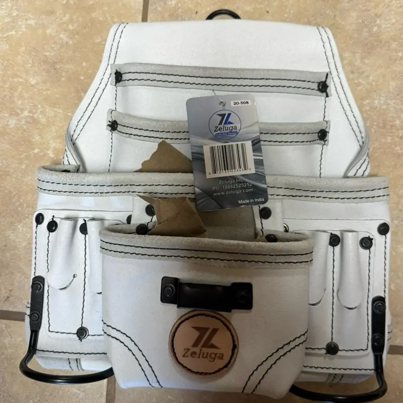 Zeluga 20-508 10 Pocket Rigger Heavy Duty Leather Tool Bag, Off White