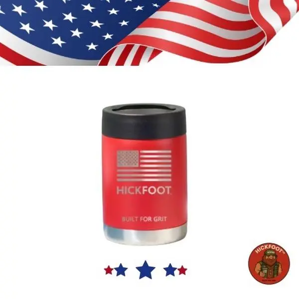 12oz Can Cooler Stainless Steel Insulated Koozie Fits Standard Cans Built For Grit USA Flag Edition Vacuum Insulated Screw-Lock Ring Sweat-Free Exterior - Drinkware