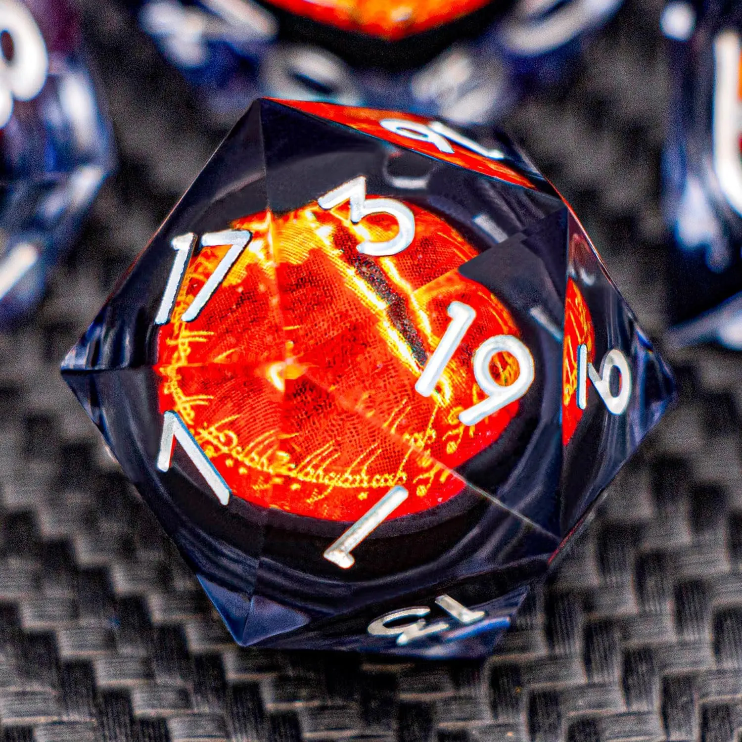 Dragon Eye Liquid Core Resin Dice Set – Sharp Edge Polyhedral DND Dice with Rotating Eye, Rune & Classic Styles for RPG Tabletop Games