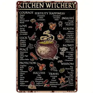 Halloween Witch Decorations, Vintage Metal Sign, Magic Baking Kitchen Decoration, Iron Art Wall Hanging for Garden