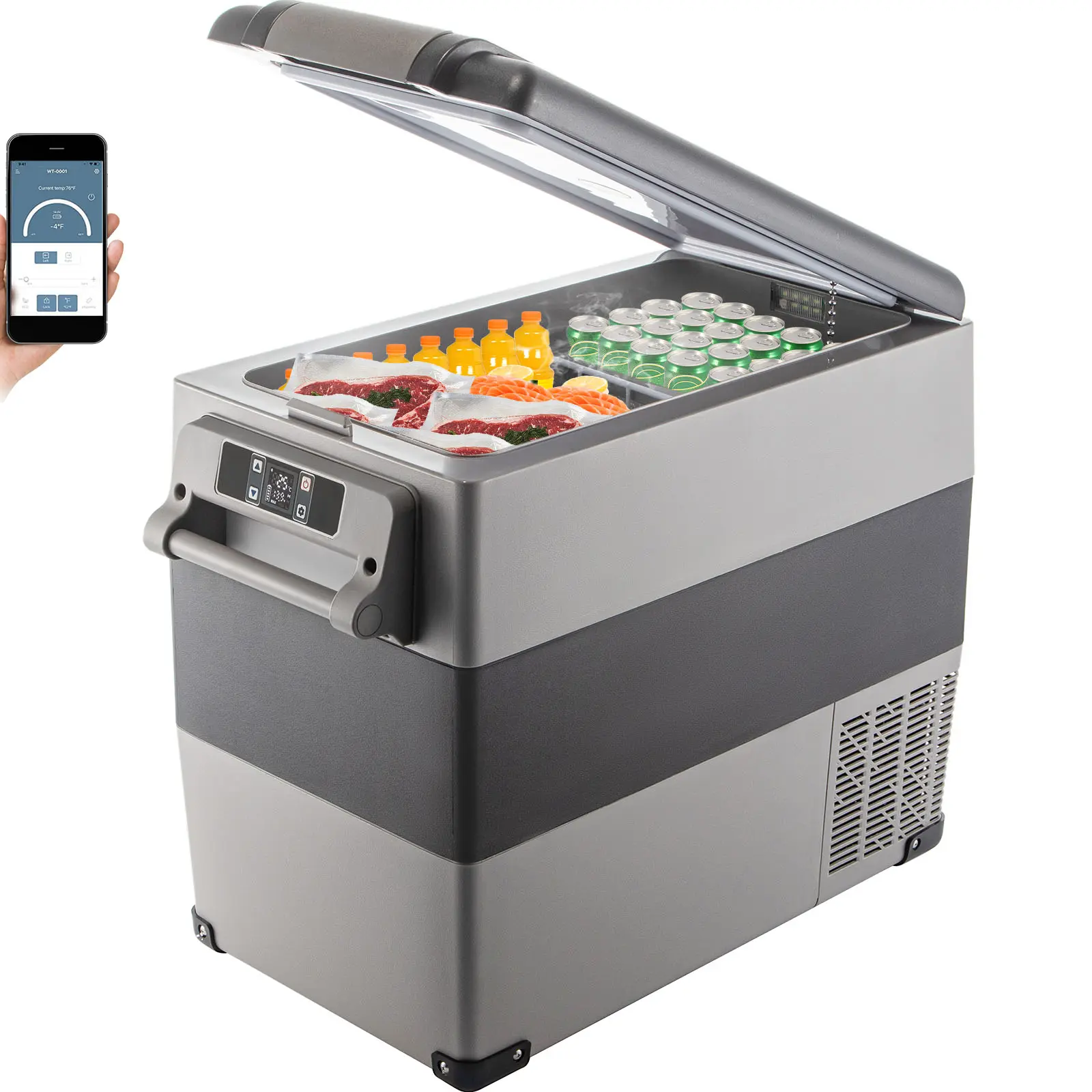 【summerfinds】VEVOR 12 Volt Refrigerator, 58 Qt Car Refrigerator, Dual Zone Portable Freezer, Cooler Compressor Freezer with 12/24V DC and 110-240V AC, Freezer Fridge Cooler, for Car, Truck RV, Camping and Home Use