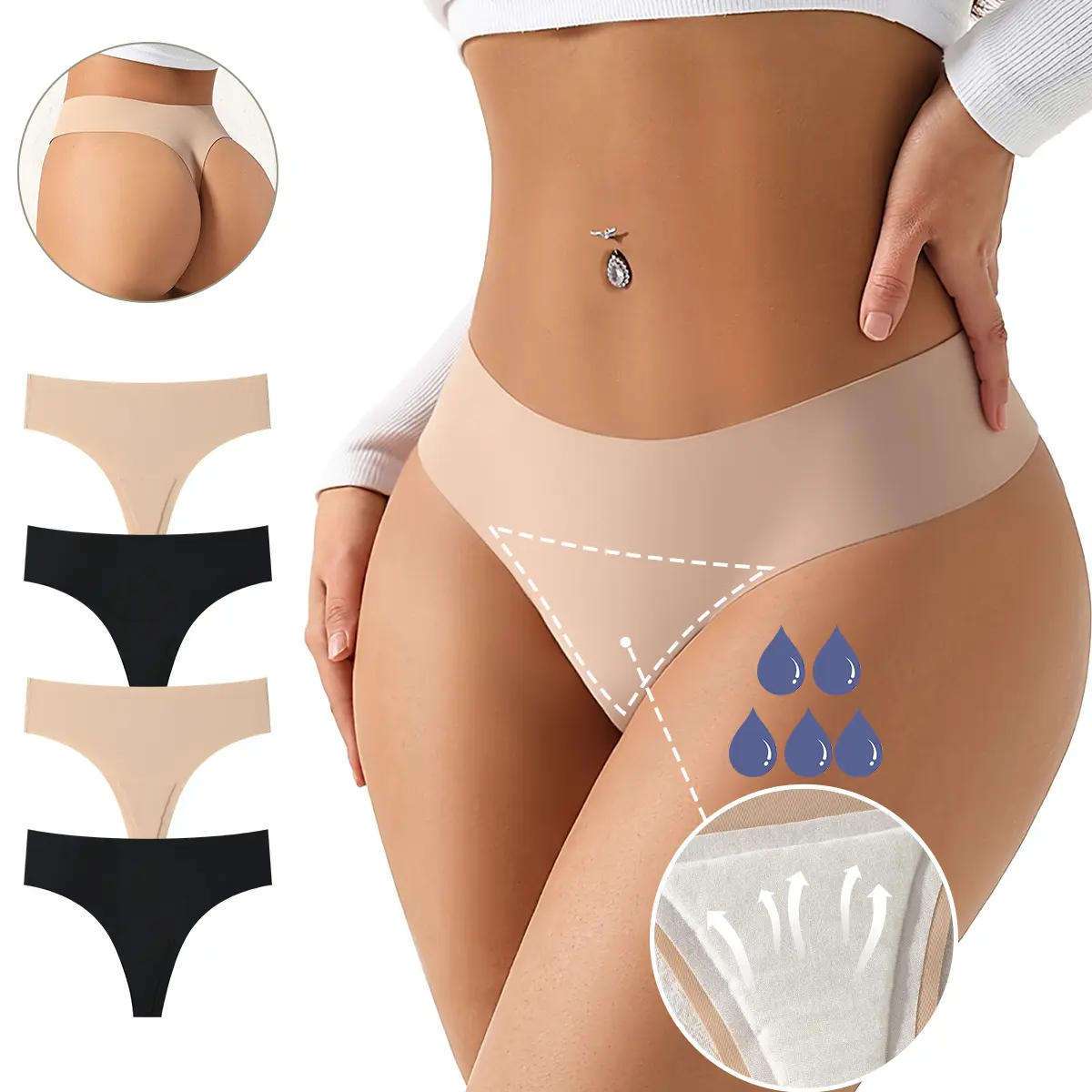 HOTCOM Toe Cover Thongs for Women'S G-String Seamless Design Basic Fit Comfortable Underwear-Womenswear Everyday Black T-Back Thongs for Gym Concealing Thong Girl soft summerwins