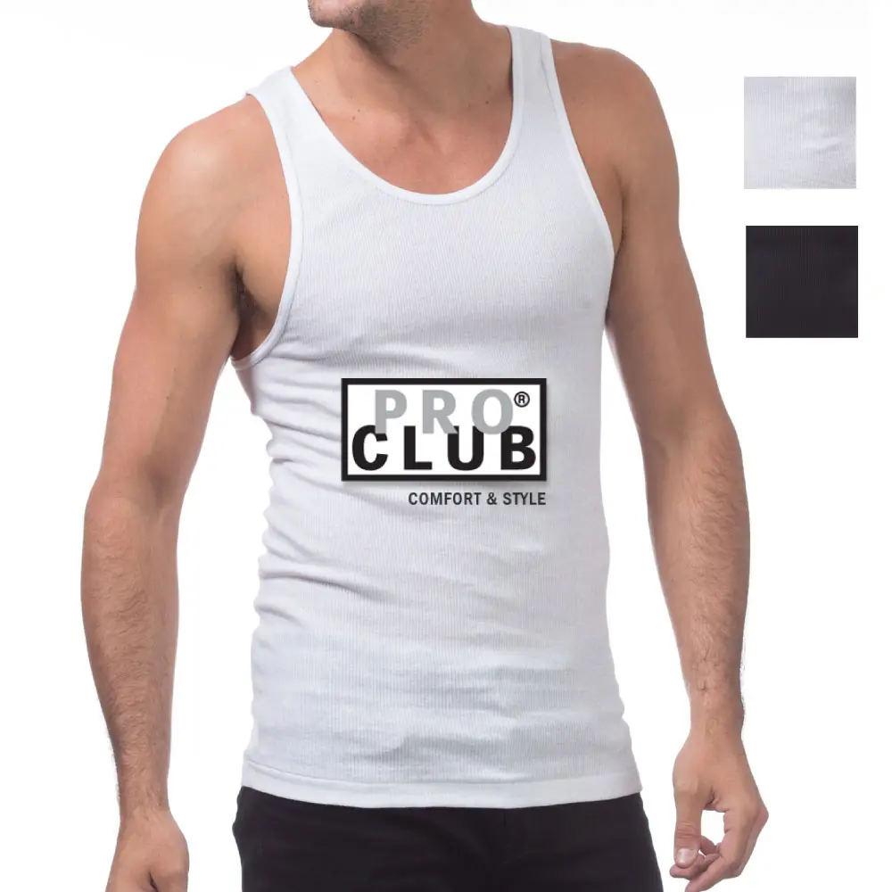 PROCLUB Men's 3 Pack Cotton Ribbed A-Shirts PRO CLUB A Shirt Underwear Tank Top Undershirts Ashirts A Shirts Casual Slim Fit Long Hip Hop Harem  (S to 5XL)
