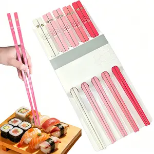 5 Pairs Floral Sushi Chopsticks, Non-Slip Durable Cutlery, Ideal for 5 People, Perfect for Parties Weddings Hotels Restaurants Gifts Set