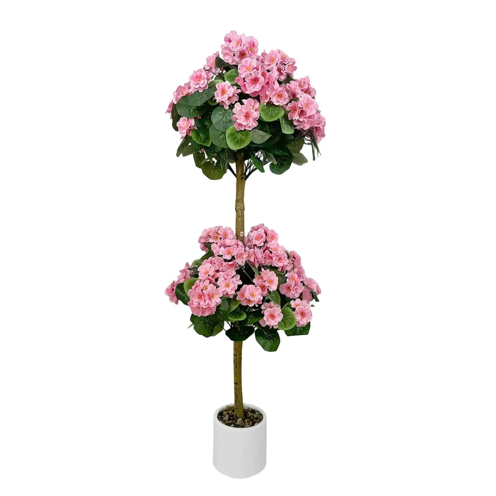 120cm Artificial Geranium Tree - Lightweight Faux Plant with Dual-Ball Design in Decorative Pot, Realistic Silk Flowers, UV Resistant, Low Maintenance, for Home Decoration, Gift Option