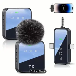 TX Wireless Lavalier Microphone 3 in 1 for iPhone Android Camera 328Ft Range 18 Hours Battery Life Compact for Interviews Vlogs on Smartphones IPHONE15 Friendly