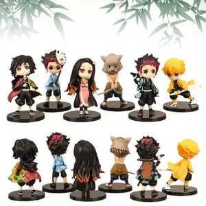Anime Demon Slayer Figure 6Pcs Set 7cm Kamado Tanjirou Kamado Nezuko Mini Cute Edition Pvc Model Toy Kids Gift Desktop Ornament