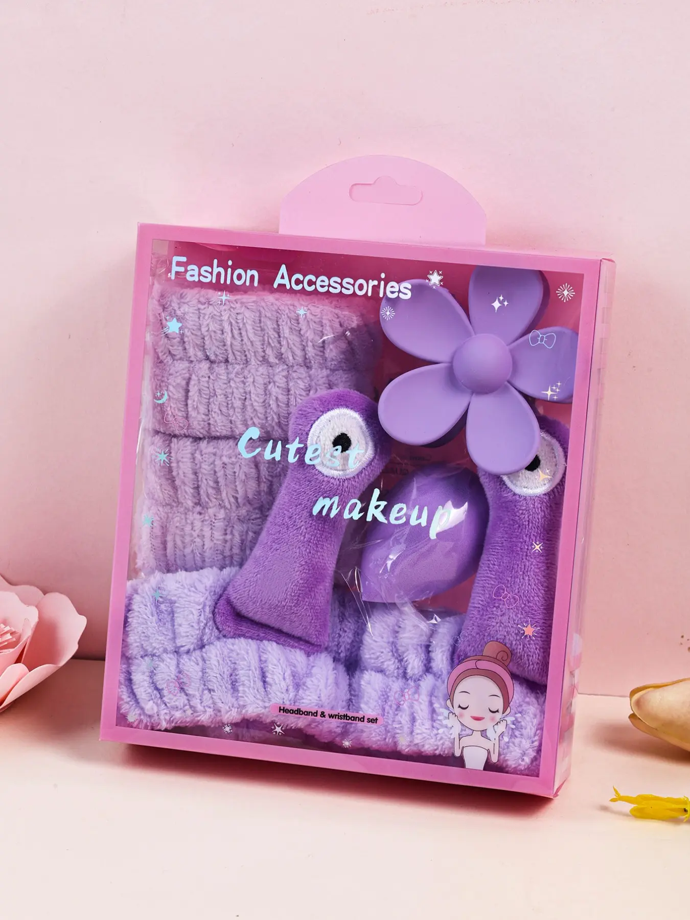 5 Piece New Plush Snail Women's Hair Accessories Set, Black Color 5-Piece Plush Headbands & Clips, Multi-Style Design for Daily Use, Autumn Winter Fashion Essentials Suitable for Washing,Spa,Make-up, Daily Use, Gift Purple Color
