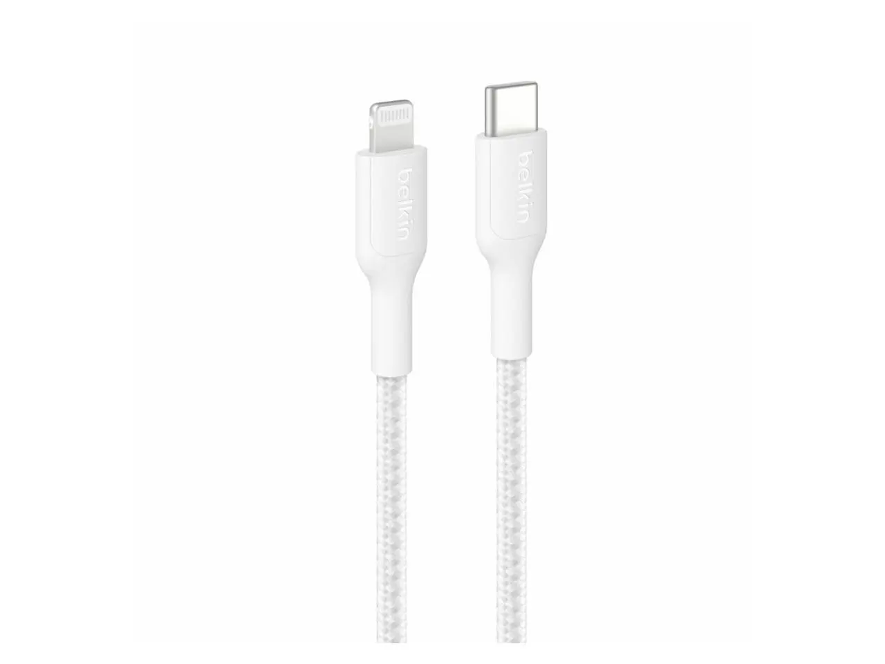 Belkin BoostCharge Pro USB-C Braided Cable with Lightning Connector - 3.3ft/1m - White - CAA022fq1MWH Belkin BoostCharge Pro USB-C Braided Cable with Lightning Connector - 3.3ft/1m - White - CAA022fq1MWH