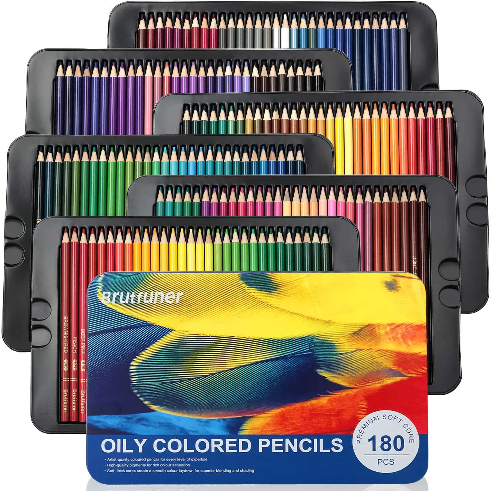 180-Color Artist Coloring Pencils Set, Soft Core Professional Numbered Art Drawing Supplies, Drawing Tools for Sketching Shading Blending Crafting, Gift Tin Box