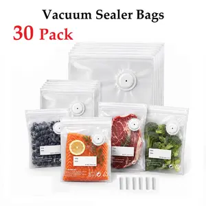 Vacuum Sealer Bags Pack for Food，30 PCS Reusable Vacuum Seal Bags 2 Size with Air Valve for Food Storage, Ideal for Freshness Preservation Kitchen Tools & Accessories #Summervibes