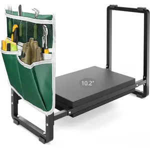 10.2" Wider Garden Kneeler and Seat, Upgraded Heavy Duty Thick Gardening Bench for Kneeling and Seat - Garden Tools with Bags, Gardening for Women, Grandparents, Mom & Dad, Black