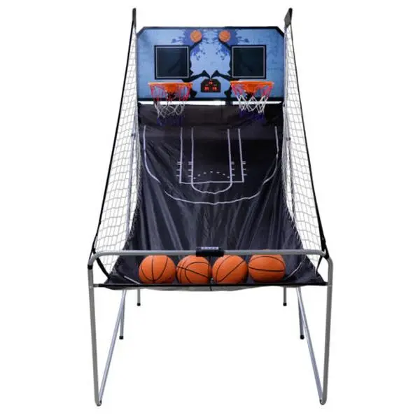 Indoor Basketball Arcade Game, 81"H x 43"W Foldable Steel Frame for 2 Players, Electronic LED Scoreboard with 8 Games & Buzzer, 210D Oxford Ball Return, Batteries Required, Folding