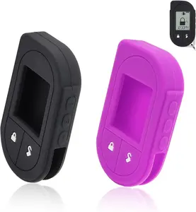Remote Case for Viper Remote Start Soft Silicone Protective Cover Key Fob Case Shell with Button for Viper 2 Way # 5706 4706 7756V 7351V 7752V (Purple & Black)