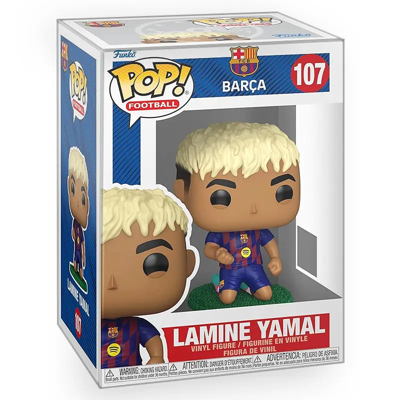 Funko POP Football: FC Barcelona - Lamine Yamal Kneeling Celebration Vinyl Figure with Epic Collectibles Premium Box Protector Included