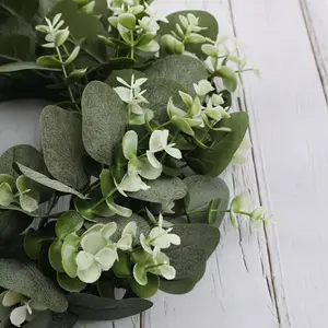 1pcs 14 Inch Artificial Wreath Multi-functional Halloween Christmas Easter Thanksgiving Home Decor Ornament Hanging Green Leaf Design Door Decoration Hanging Flowers