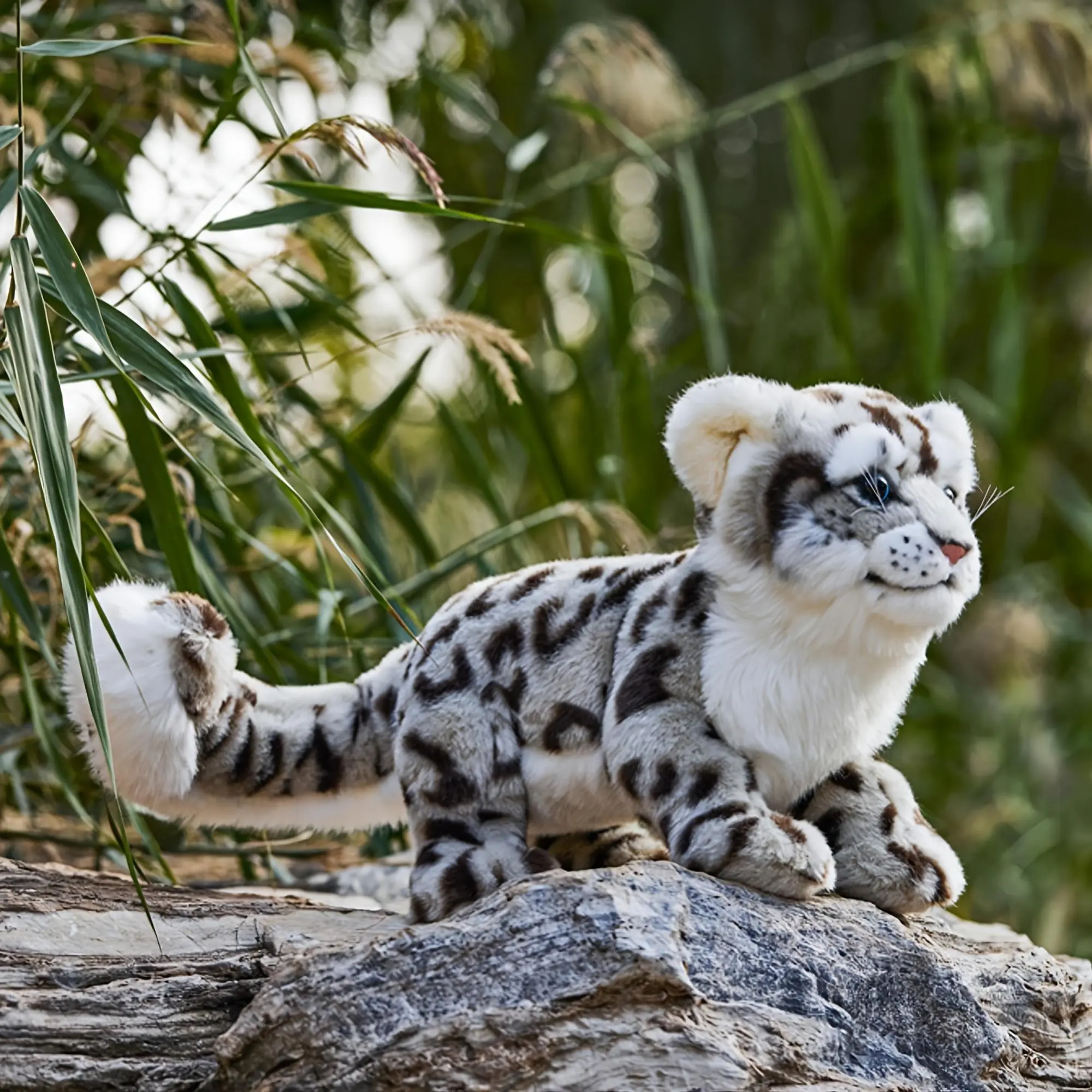 Realistic Snow Leopard Stuffed Toy - 29.97 cm, Cute Animal Design, Soft Fabric Wild Animal Figure, Ideal Gift for Children, Collectors