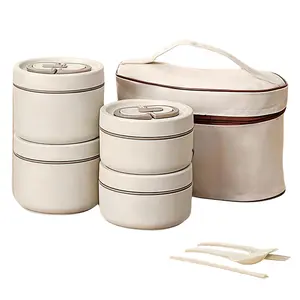 4-layer Large Capacity Stainless Steel Lunch Box with Lid & Cutlery & Bag, 1 Set Portable Reusable Insulated Bento Box, Lunch Container for School, Camping Thanksgiving tableware TikTokShopBlackFriday Christmas Gift