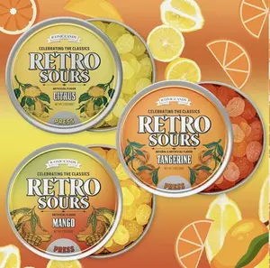 Retro Sour Tins (3 Pack)- Hard Tangy Candy - Tangerine, Citrus, Mango Flavored, 1 Tin tiktok candy (3 Pack)