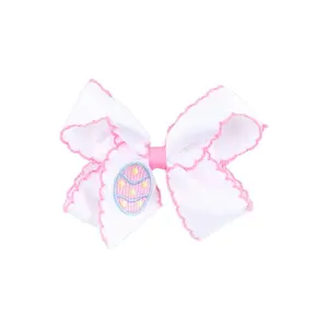 Easter Egg Embroidered Moonstitch Hair Bow