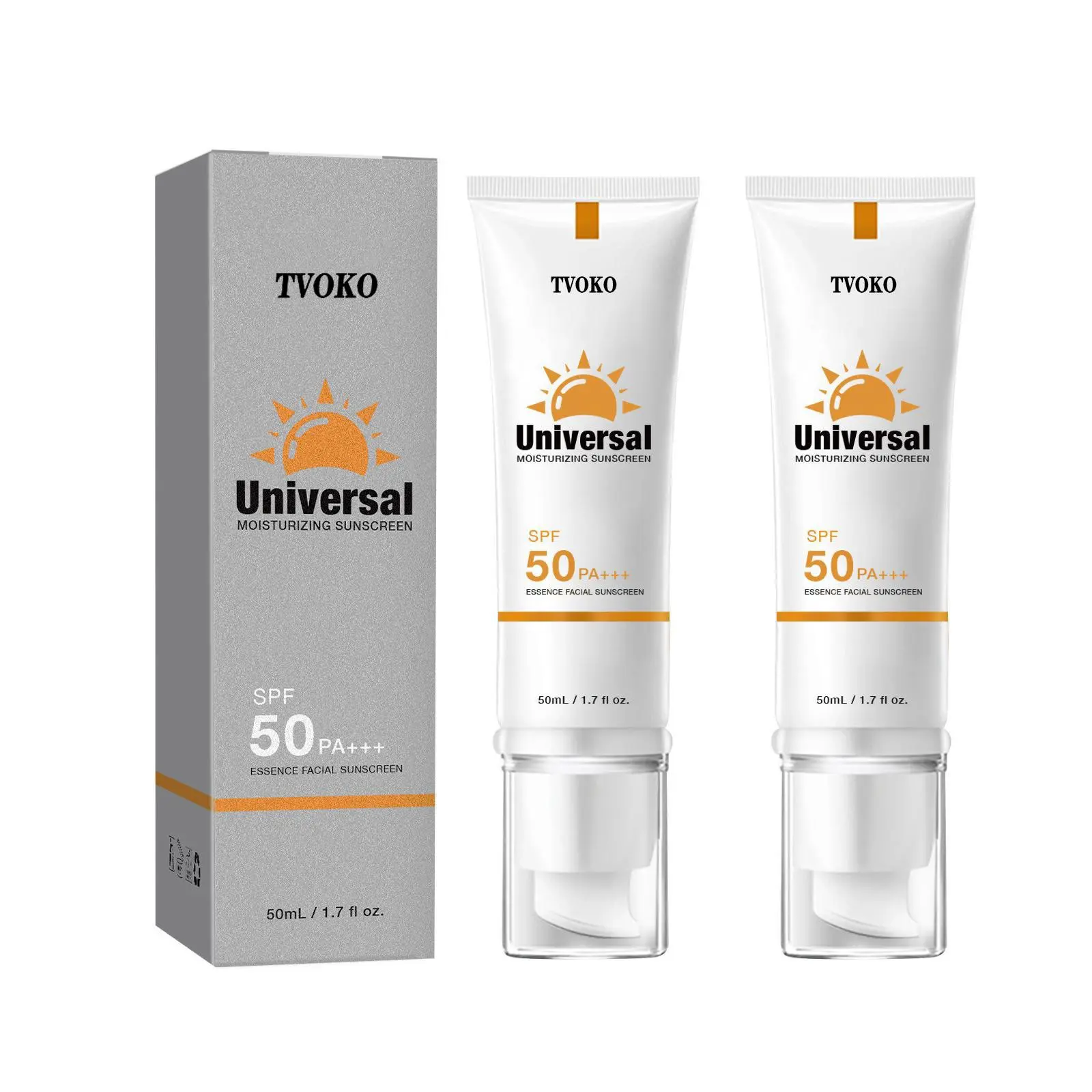 TVOKO Hyaluronic UV Protection Facial Sunscreen Cream SPF50 - Hydrate, Brighten, Non-Greasy, Sweat-Resistant, Skin-Friendly Moisturizer for All Skin Types (Radiant Complexion Support)