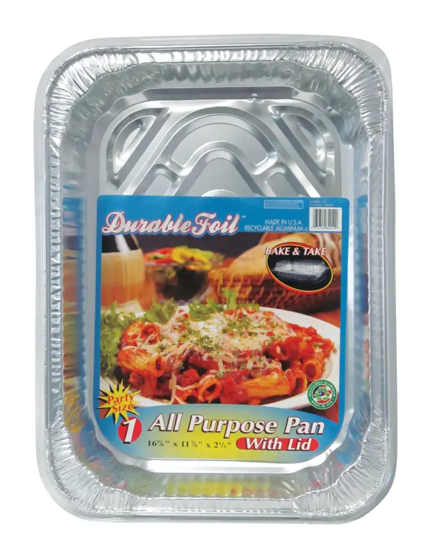 212 MAIN 12-Pack Aluminium Reusable All-Purpose Foil Pans with Lids, 11.87x16.62 in Portable Oven-Ready Bakeware for Lunch & Cooking, Durable Silver Kitchenware Sets