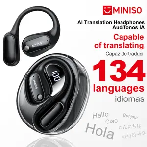 MINISO MS190 Translation Earbuds, Supports Real-Time Translation in 134 Languages With APP, Bluetooth 6.0 Earphones, Audio Wireless Earbuds for Music & Phone Calls, IPX5 Waterproof Sports Electronic Headphones with Long Endurance