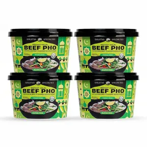 Salima Specialties Vietnamese Beef Pho, Instant Noodle Bowl, Freeze-Dried Pho Soup, 4.76 oz (Pack of 4), Halal, Gluten-Free, Ready-to-Eat or Cook