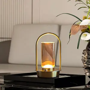 1pc Rechargeable Cordless Table Lamp, Portable Metal Touch Light with Dimmable Battery Power, Home Decoration Lamp, Suitable for Indoor and Outdoor Use