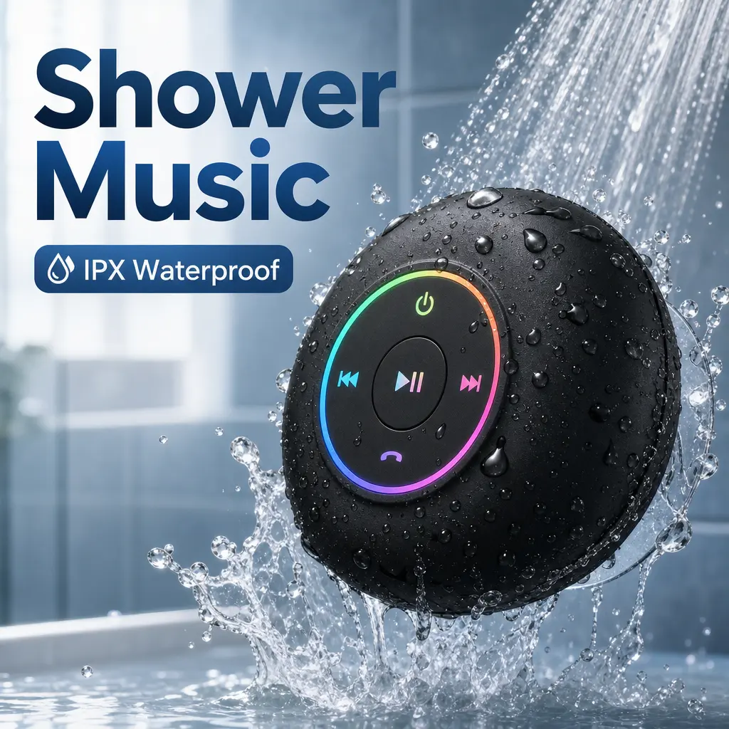Waterproof Mini Bluetooth Shower Speaker, Portable Wireless Speaker with Suction Cup, Hands-Free Stereo Audio for Bathroom, Compact Rechargeable Ideal Gift for Home Supplies, Party Gifts