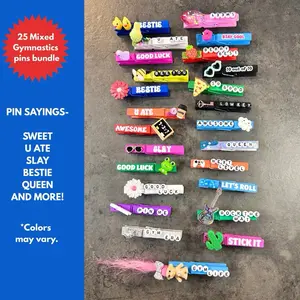25 Gymnastics mixed pin backpack bundle - Handmade Wooden Clothes Pins perfect for clipping backpack at your next competition, meet or practice .