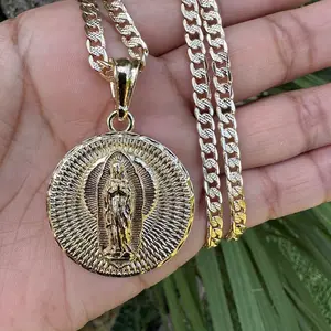 Round Virgen Necklace with Chain