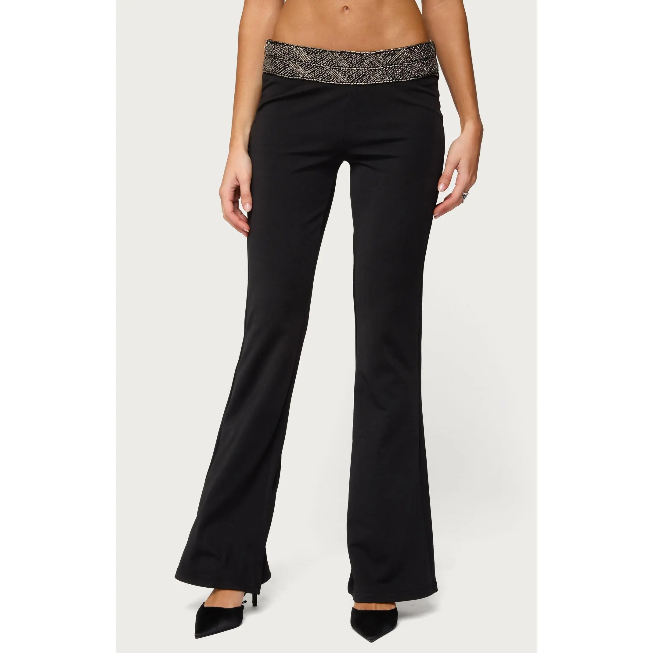 Edikted Women's Maricela Sequin Bead Bootcut Pants