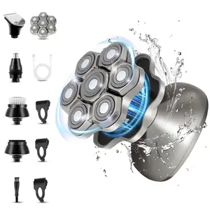 Upgrade Magnetic Head Shavers for Bald Men,7D Detachable Bald Head Shaver 6 in 1 Electric Head Razor Grooming Kit, IPX7 Waterproof Wet Dry Shaving Type-C Rechargeable Hair Shaver for Men Comfort