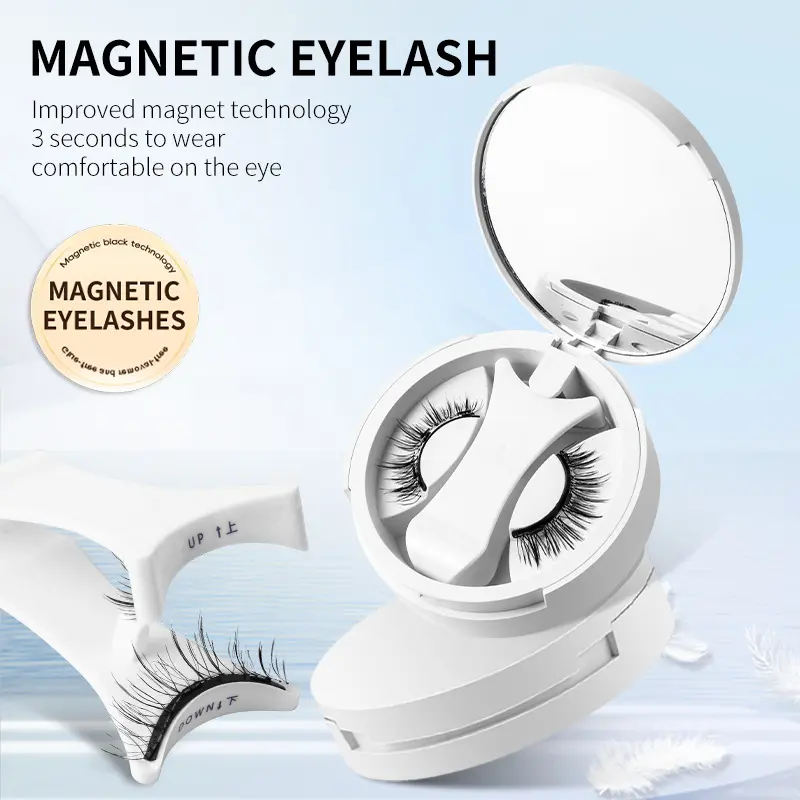 Magnetic Eyelashes1 Pairs Magnetic Lashes with applicator | Magnetic Eyelashes Natural Look Reusable Wispy 3D Eyelashes Soft 2 Magnets Lashes without Eyeliner, Easy to Wear and Remove