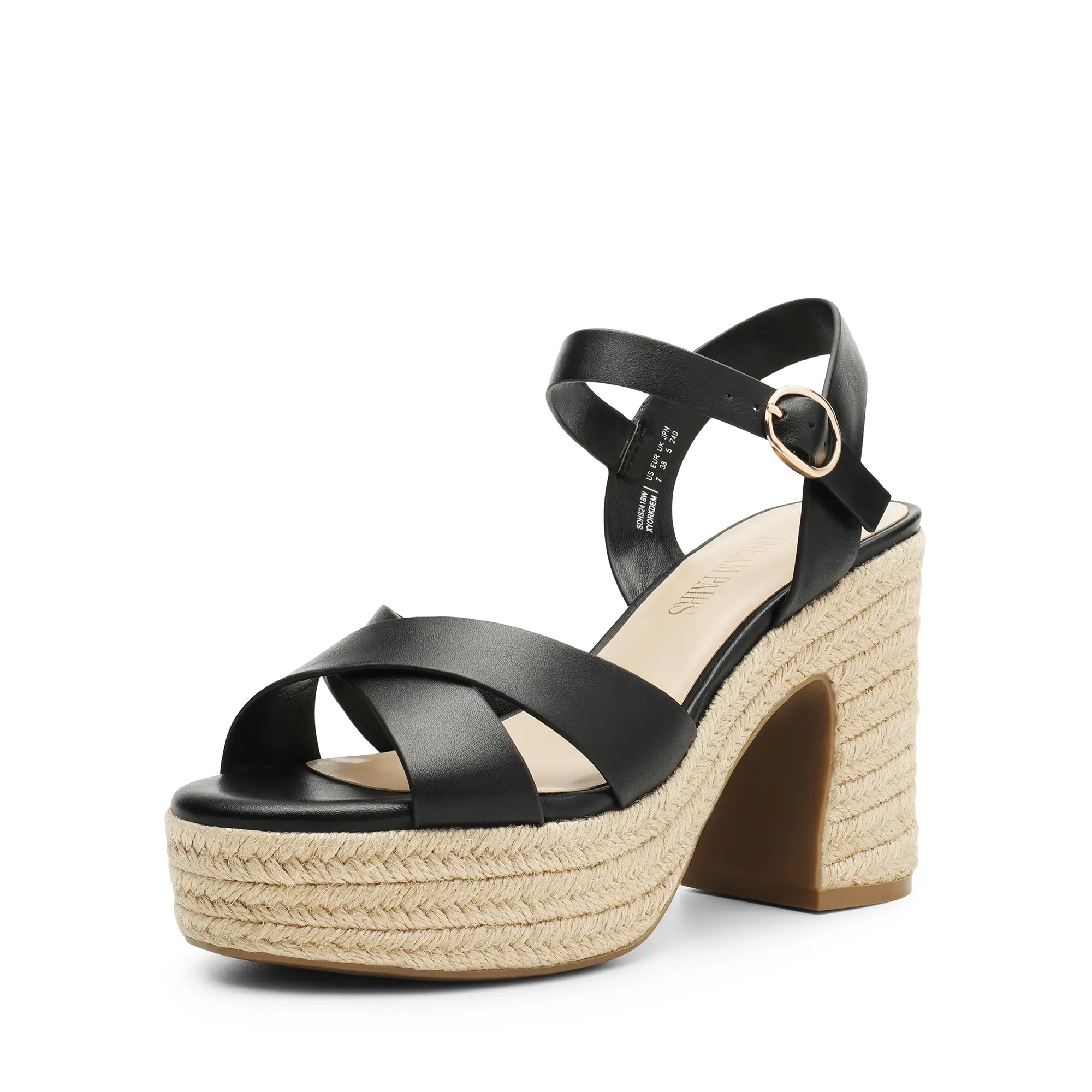 DREAM PAIRS Women's Open Toe Leather Espadrille Chunky Wedge Platform Sandals - Casual Summer Footwear, Wedges Platform Sandals, Women Sandals