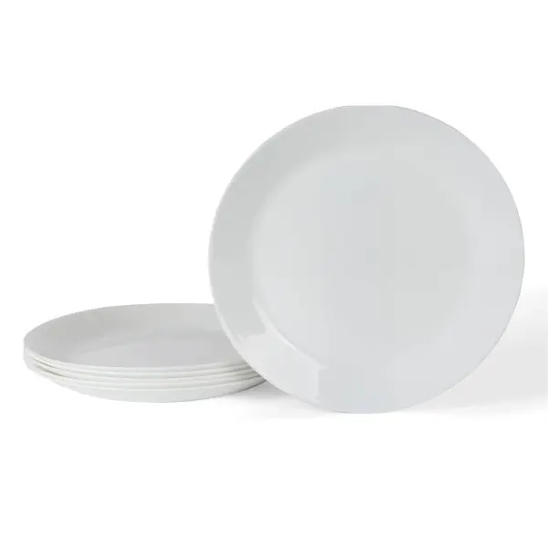 Dinner Plates 6 Piece 10 Inch Plate Set Chip and Break Resistant White Opal Glass Plates
