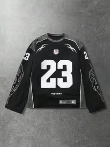 Men's Fashion Printed Long Sleeve T-Shirt, Athletic Letter Print, Sporty Round Neck, Breathable Polyester Fabric, Casual Sport Style, Fall & Winter