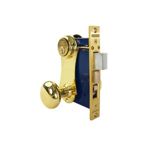 Marks USA 21AC Ornamental Iron Unilock Mortise Lockset - Doorknob, Door Security Lock, 2.5 in Backset, 5-Pin Cylinder, Double Cylinder, Bright Brass