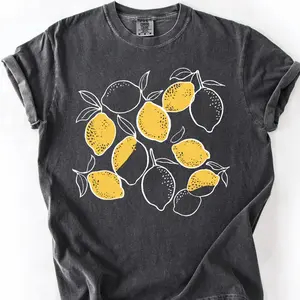 Comfort Colors Lemon Graphic Tee – Retro Citrus Fruit Shirt, Aesthetic Summer Comfort Colors T-shirt, Fresh Organic Vibe Tee