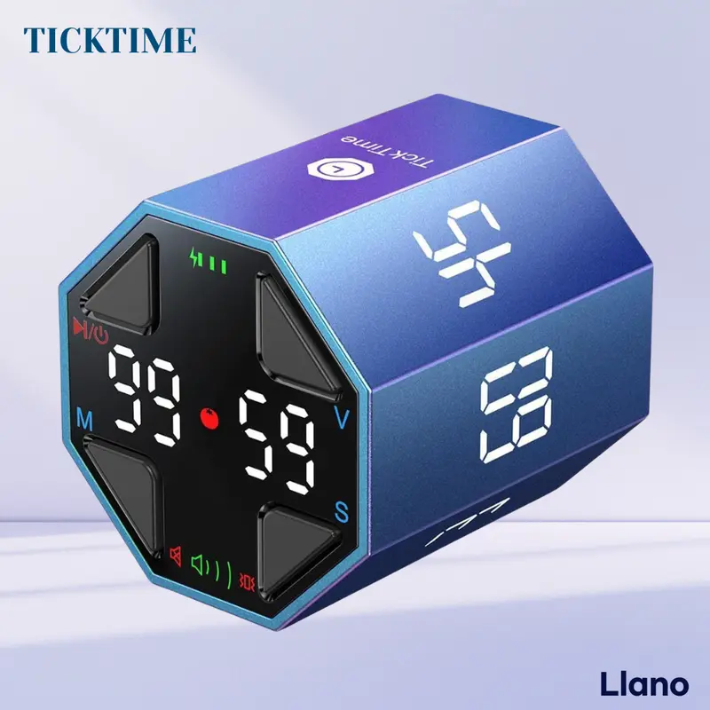DealsForYouDays TICKTIME Pomodoro Cube Kitchen Timer - Compact Magnetic ABS Electronic Adjustable LCD Digital Rechargeable Timer with Pause & Resume, Gravity Countdown Clock for Study, ADHD