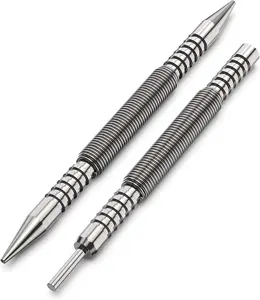 Dual Head Nail Setter & Hinge Pin Punch Set – Hammerless 3/32" & 1/16" Spring Nail Punch Tool for Carpentry, Woodworking & Door Pin Removal