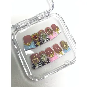 10PCS 3D Duck Collections  Reusable Handmade Press-On Nails – Acrylic REUSABLE 3D Gel Summer